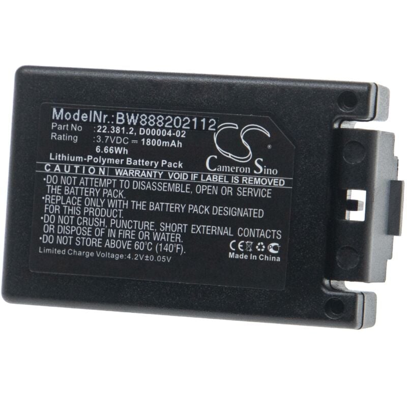 Vhbw - Batterie compatible avec Teleradio PN-T19, TG-T11 télécommande industrielle (1800mAh, 3,7V, Li-polymère)
