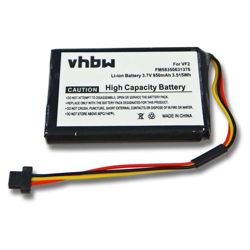 Vhbw - Batterie compatible avec TomTom One Traffic Europe 31 gps, appareil de navigation (950mAh, 3,7V, Li-ion)