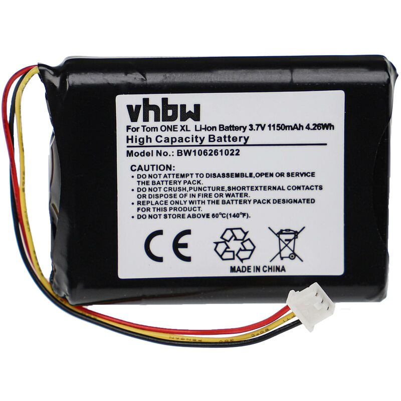 Vhbw - Batterie compatible avec TomTom One V2/V3, xl appareil gps de navigation (1150mAh, 3,7V, Li-ion)