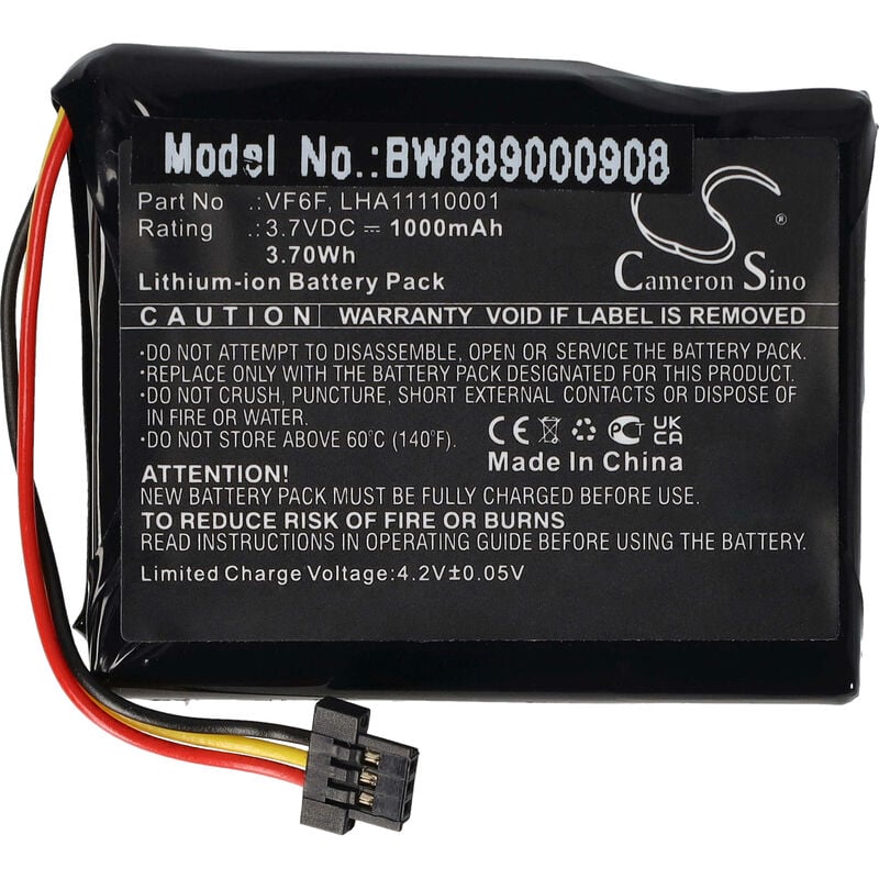 Vhbw - Batterie compatible avec TomTom Start 52 gps, appareil de navigation (1000mAh, 3,7V, Li-ion)