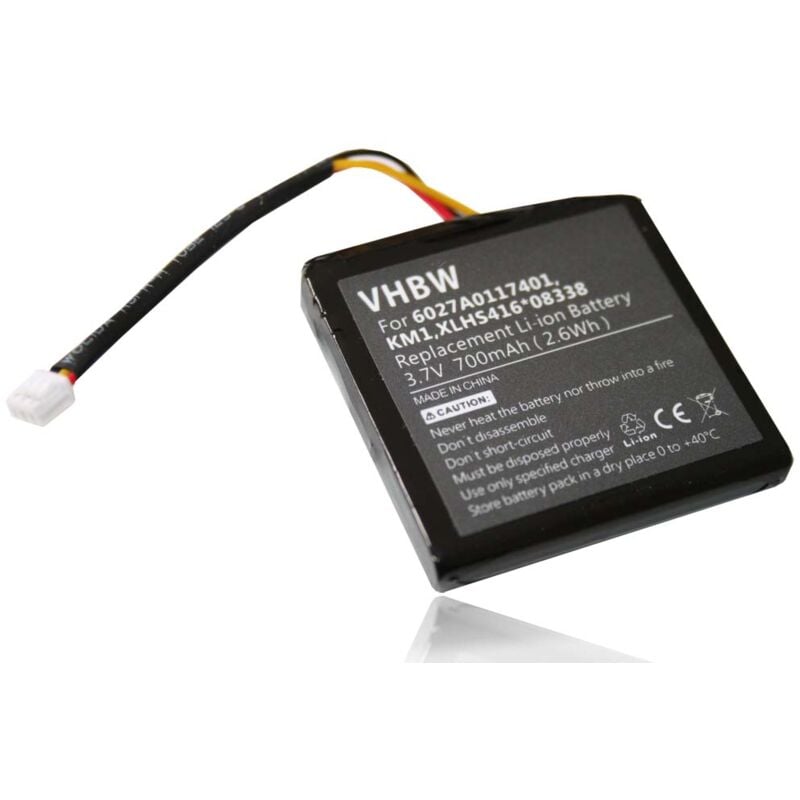 vhbw Batterie compatible avec TomTom 4EH44, Via 120 Central Europe Traffic, Via 120, 4EN42 GPS, appareil de navigation (700mAh, 3,7V, Li-ion)