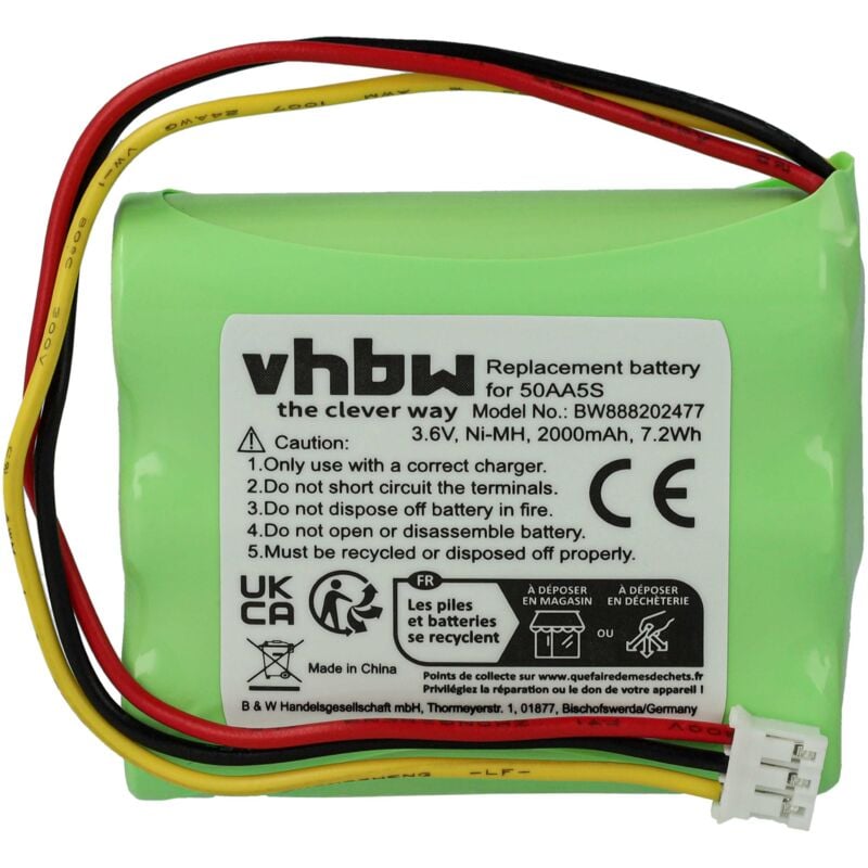 vhbw Batterie compatible avec Toniebox Tonie Box boîte à histoire (2000mAh, 3,6V, NiMH) - Remplacement pour Toniebox 50AA5S