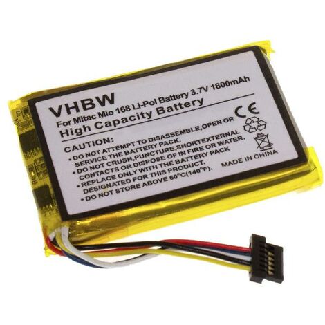 vhbw Batterie compatible avec Typhoon MyGuide 6500XL, 6500XL Extended, 6500 GPS, appareil de navigation (1800mAh, 3,7V, Li-polymère)