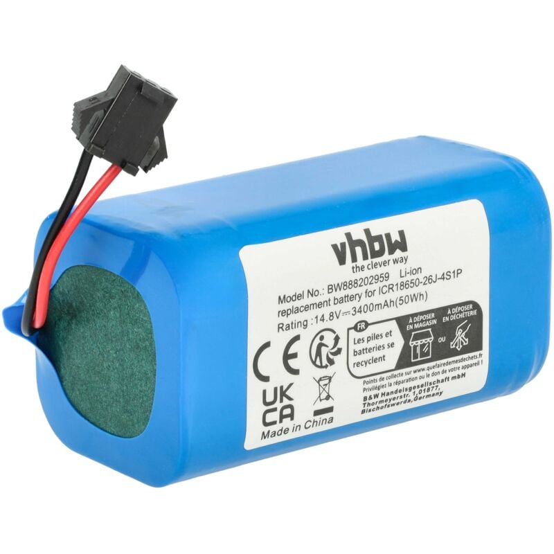 vhbw Batterie compatible avec Ultenic D5s robot électroménager (3400mAh, 14,8V, Li-ion)