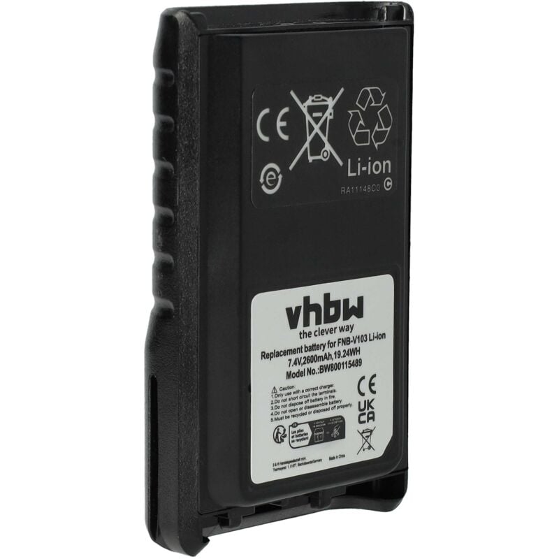 Vhbw - Batterie compatible avec Vertex / Yaesu VX-230, VX-231, VX-231L, VX230, VX231, VX231L, VX234 radio talkie-walkie (2600mAh, 7,4V, Li-ion)