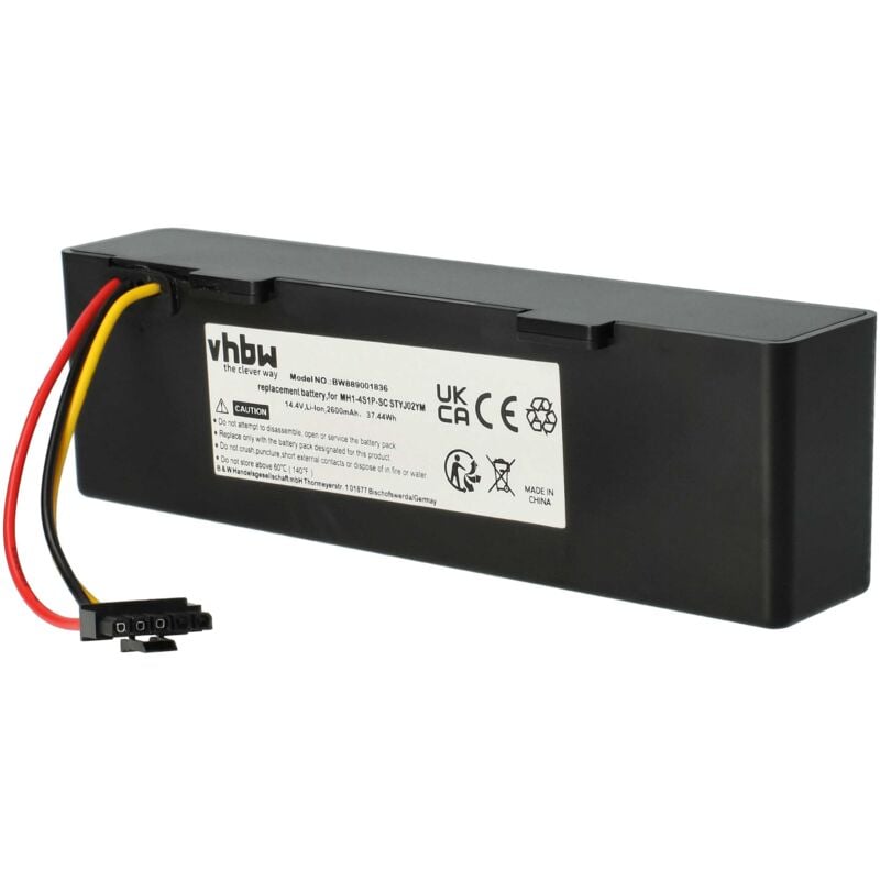 Vhbw - Batterie compatible avec Viomi V-RVCLM26B, V-RVCLMB21B, V2 Pro, V3, VXVC01-JG robot électroménager (2600mAh, 14,4V, Li-ion)