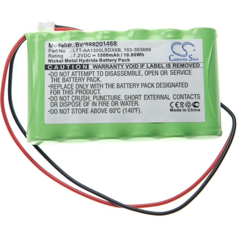 Batterie compatible avec Visonic PowerMax Complete control panel système d'alarme (1500mAh, 7,2V, NiMH) - Vhbw