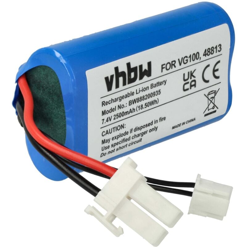 Batterie compatible avec Vorwerk Kobold VG100 robot électroménager noir (2500mAh, 7,4V, Li-ion) - Vhbw