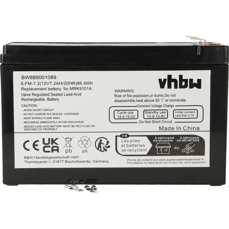 Vhbw - Batterie compatible avec Wolf Garten Loopo s 150, s 300, S150, S300 robot tondeuse (7200mAh, 12V, acideplomb scellé)