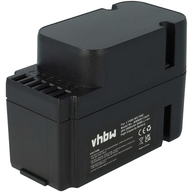 Vhbw - Batterie compatible avec Worx Landroid L2000 Wi, m WR111MI, m WR113MI, M800 WG790E, WG790, WG790.E1, WG790E, WG790E.1 2000mAh, 28V, Li-ion