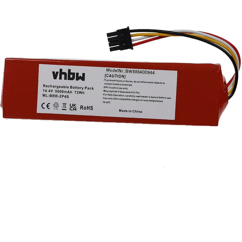 Vhbw - Batterie compatible avec Xiaomi Roborock 1C, E4 E452-00 RSD0122CE, E4 E402-00, E5 E502-00 robot électroménager (5000mAh, 14,4V, Li-ion)