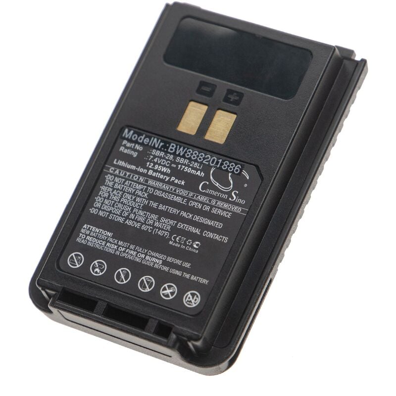 vhbw Batterie compatible avec Yaesu FT-4VR, FTA-250L, FT-4VE, FT-4XE, FT-4VX, FT-25E, FT-4XR, FT-65E radio talkie-walkie (1750mAh, 7,4V, Li-ion)