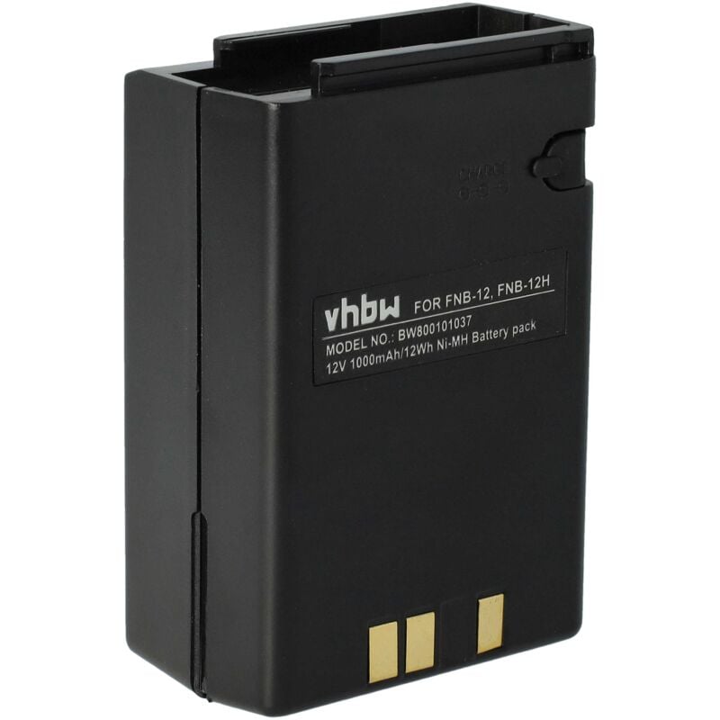 vhbw Batterie compatible avec Yaesu Vertex FT33R, FT33, FT23R, FT23, FT411 Mark II, FT204, FT20, FT411 radio talkie-walkie (1000mAh, 12V, NiMH)