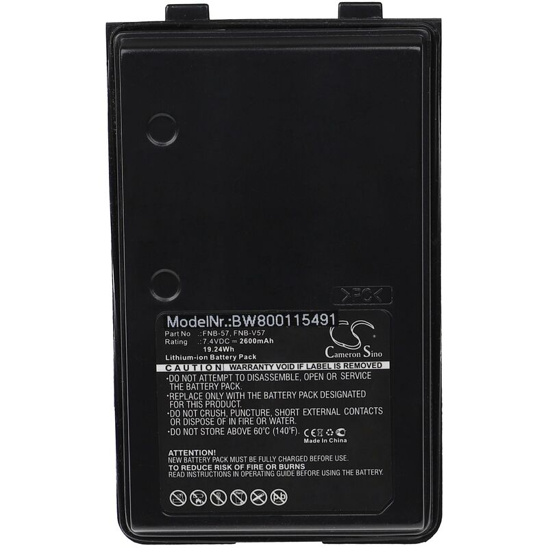 Vhbw - Batterie compatible avec Yaesu / Vertex VXA-220 Pro vi, VXA-300 Lite, VXA-300 Pilot iii radio talkie-walkie (2600mAh, 7,4V, Li-Ion)
