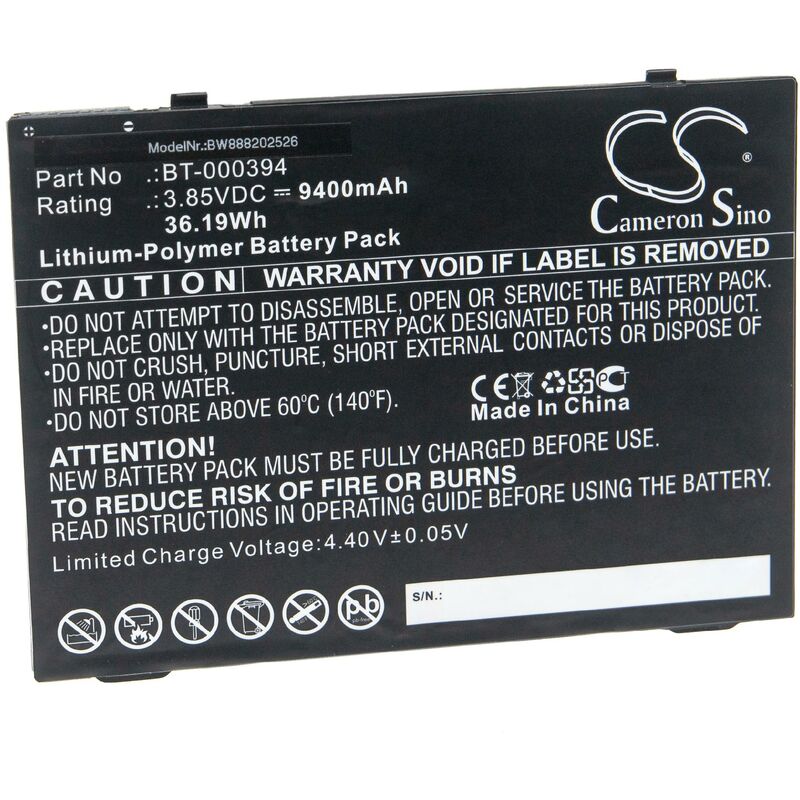 Batterie compatible avec Zebra ET51, ET56 tablette pad (9400mAh, 3,85V, Li-polymère) - Vhbw