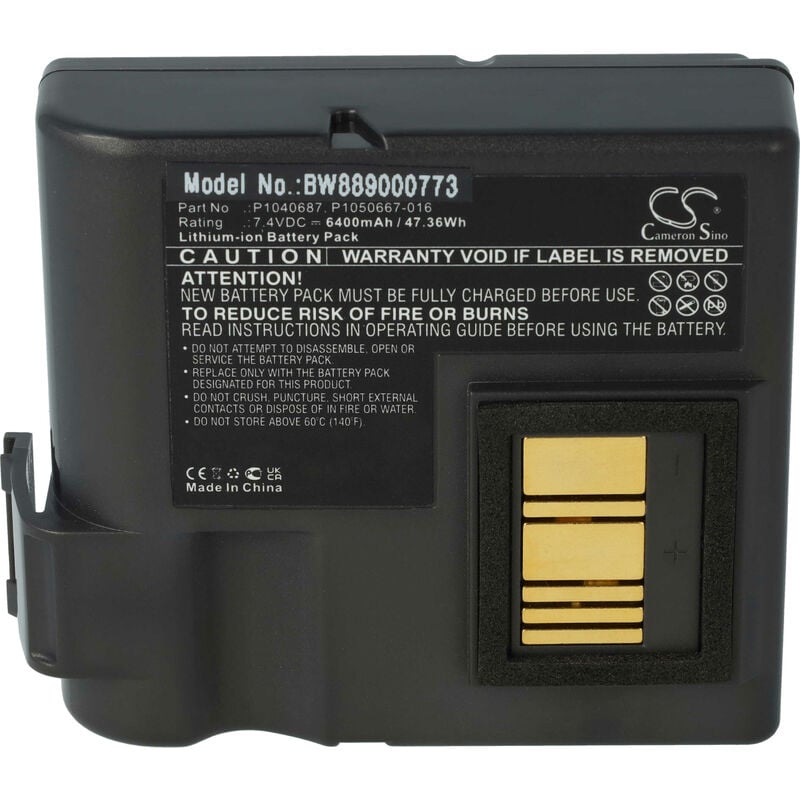 Batterie compatible avec Zebra ZQ630, QLN420 imprimante, scanner, imprimante d'étiquettes (6400mAh, 7,4V, Li-ion) - Vhbw