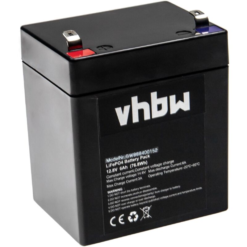 Batterie de bord compatible avec The Box MBA120W, MBA120W mkii, MBA75W caravane, bateau, camping, camping-car (6Ah, 12,8V, LiFePO4, carré) - Vhbw