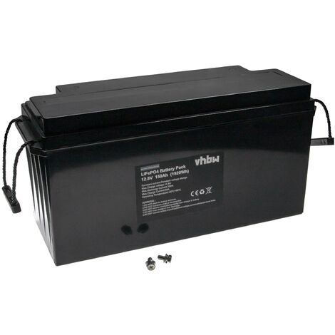 vhbw Batterie de bord pour caravane, bateau, camping, camping-car (150Ah, 12,8V, LiFePO4)