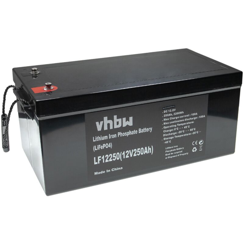 vhbw Batterie de bord pour caravane, bateau, camping, camping-car (250Ah, 12,8V, LiFePO4)