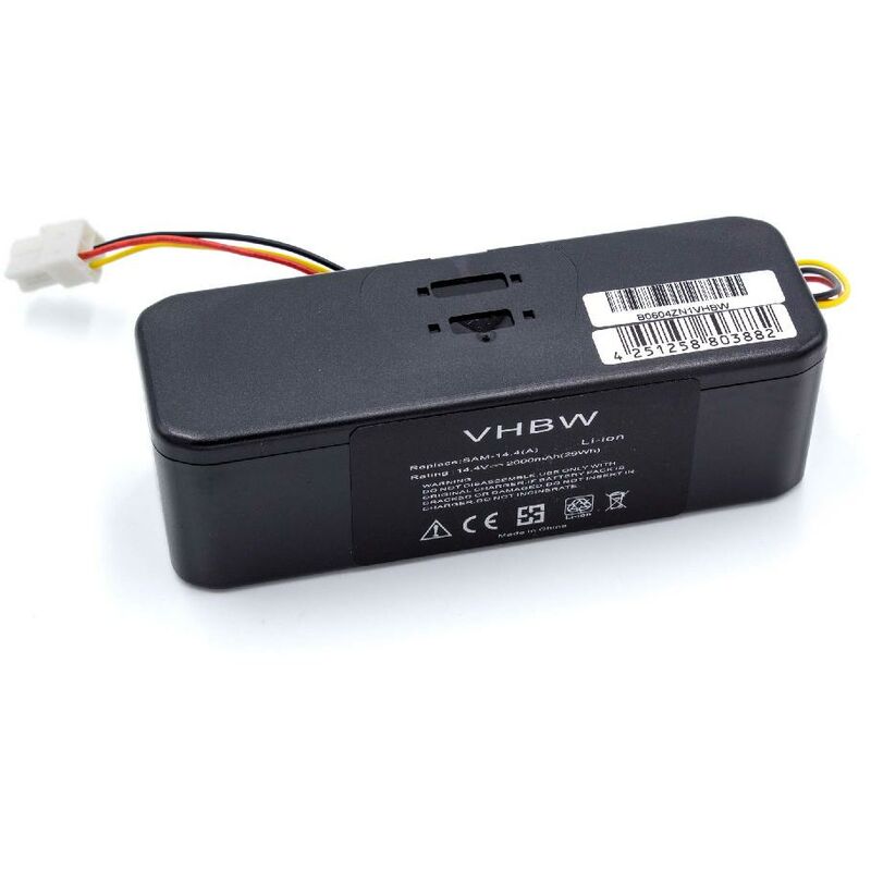 Batterie de remplacement Li-Ion 2000mAh (14.4V) pour aspirateur robot Samsung Navibot VRC-Series, VRC8850,VRC8855,VRC8877, VRC8895,VRC8849 - Vhbw