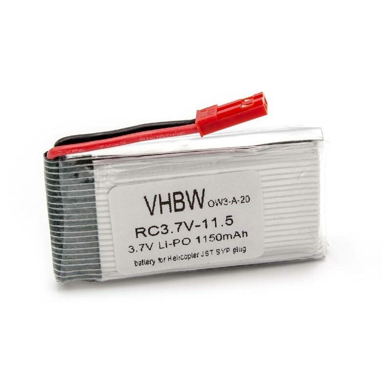 Batterie Li-Ion 1150mAh (3.7V) pour hélicoptère modèle rc jst syp - Vhbw