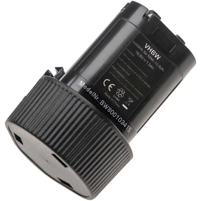 vhbw Batterie LI-ION 1500mAh 10.8V noir black compatible avec Makita radio chantier DMR102, DMR103, DMR103B, DMR105 rempl. 194550-6,194551-4,BL1013