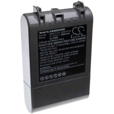 Vhbw – Batterie Li-ion 2000mAh 21,6V pour aspirateurs Dyson V7 Motorhead, Total Clean, Trigger – Performance optimale pour nettoyage intensif