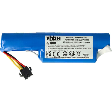 Vhbw – Batterie Li-ion 2200mAh 10,8V pour Vileda VR 102, VR ONE – Haute autonomie – Compatible avec chargeur standard