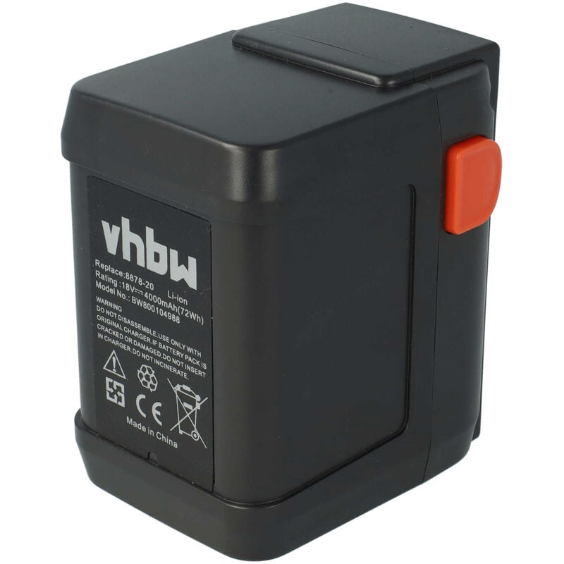 Batterie Li-Ion 4000mAh (18V) compatible avec Gardena AccuJet 18-Li Remplacement pour 8835-U, 8835-20, 8839, 8839-20 - Vhbw