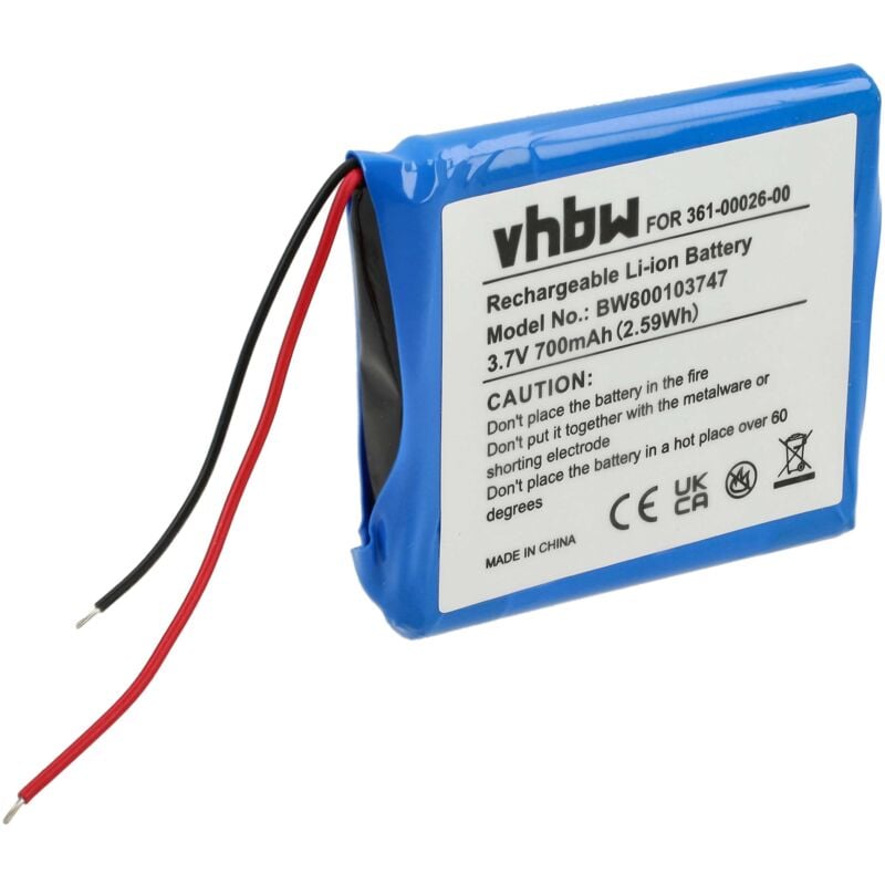 vhbw 1x Batterie remplacement pour Garmin 361-00026-00 pour GPS, appareil de navigation (700mAh, 3,7V, Li-ion)