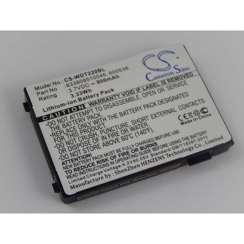 Vhbw - Batterie remplacement pour psc 600538, 633808121235, 4006-0319, 191-908304-200 pour scanner de code-barre pos (900mAh, 3,7V, Li-ion)