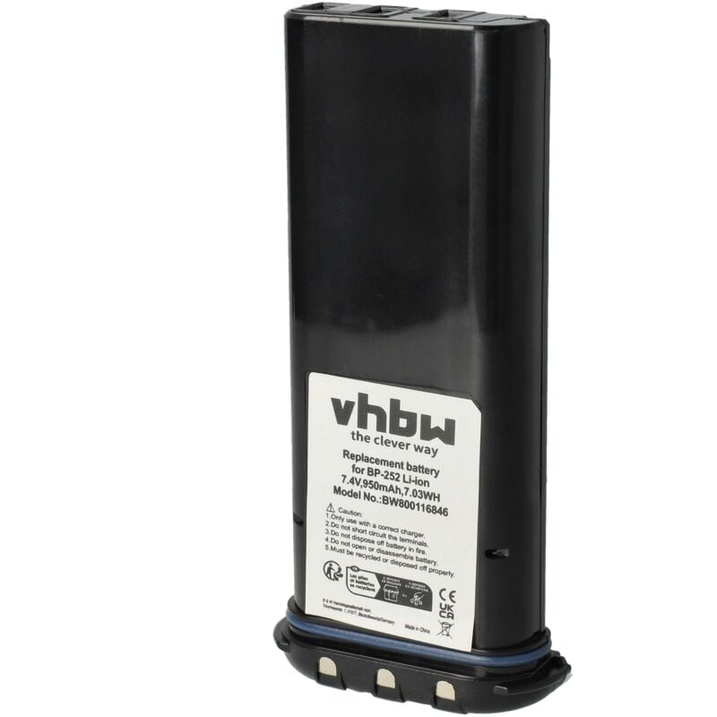 Vhbw - Batterie remplacement pour Icom BP-252 pour radio talkie-walkie (950mAh, 7,4V, Li-ion)