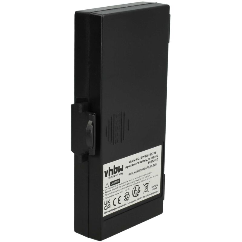 Vhbw - Batterie remplacement pour Hetronic 6830300, 68303000, 68303010, 68303020, HE010 pour radio talkie-walkie (2000mAh, 9,6V, NiMH)