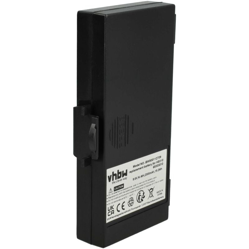 Vhbw - Batterie compatible avec Hetronic FBH1200, ga, gl, gr-w, tg, 70745, 68303000, 68303010, 6830303001 radio talkie-walkie (2000mAh, 9,6V, NiMH)