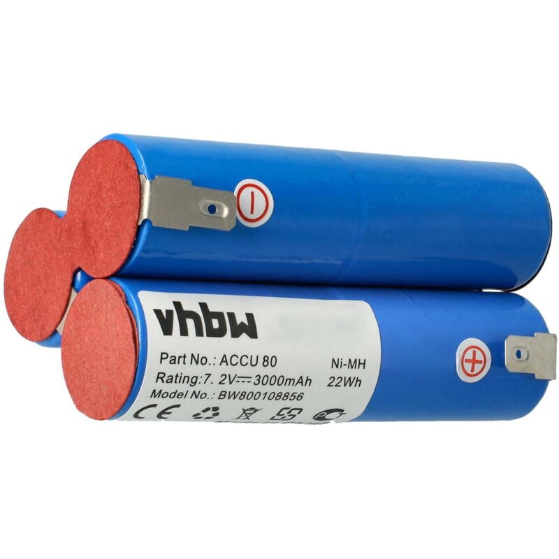 Vhbw - 1x Batterie outil électrique compatible avec Wolf BS80 (3000 mAh, NiMH, 7,2 v) - Remplacement pour BS80