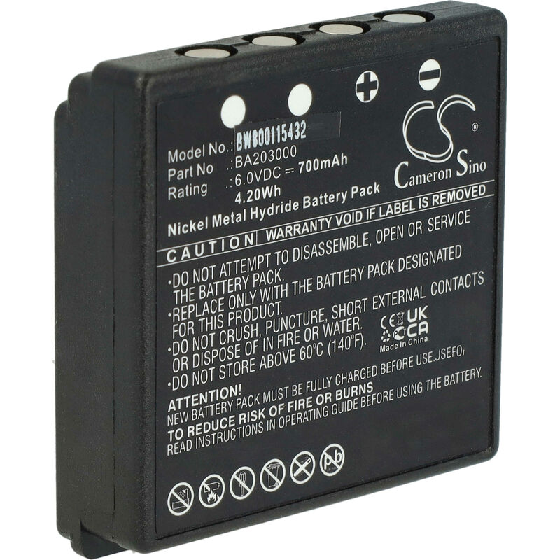 Batterie compatible avec hbc Micron 4, 6 opérateur télécommande industrielle (700mAh, 6V, NiMH) - Vhbw