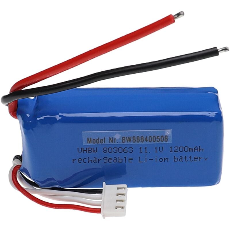 Vhbw - Batterie pour modéle rc par ex. voiture de course, avion (1200mAh, 11,1V, Li-polymère, 75 x 37 x 21 mm)