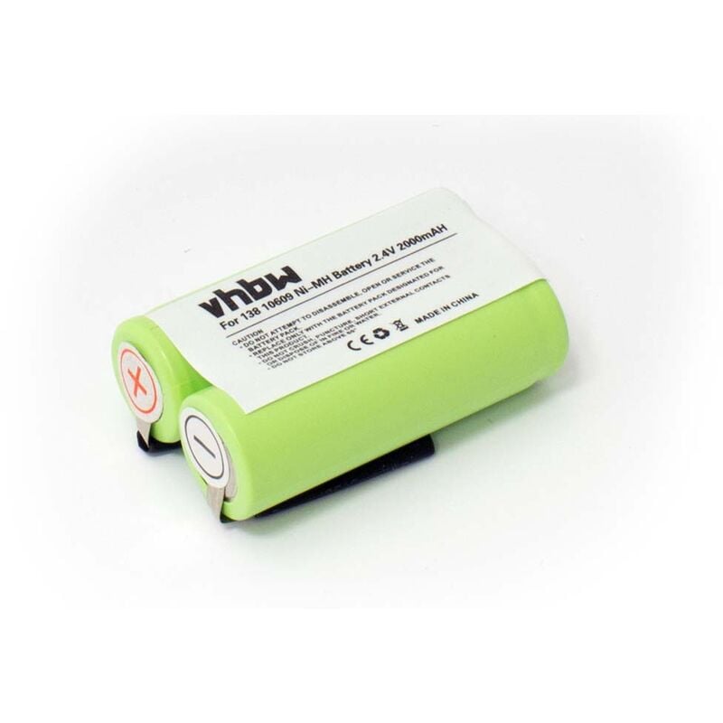 vhbw Batterie rasoir, brosse à dents (2000mAh, 2,4V, NiMH) compatible avec Panasonic 2HHR120, E150, E151, E152, E153, E154, E155, ER150, ER151,ER152
