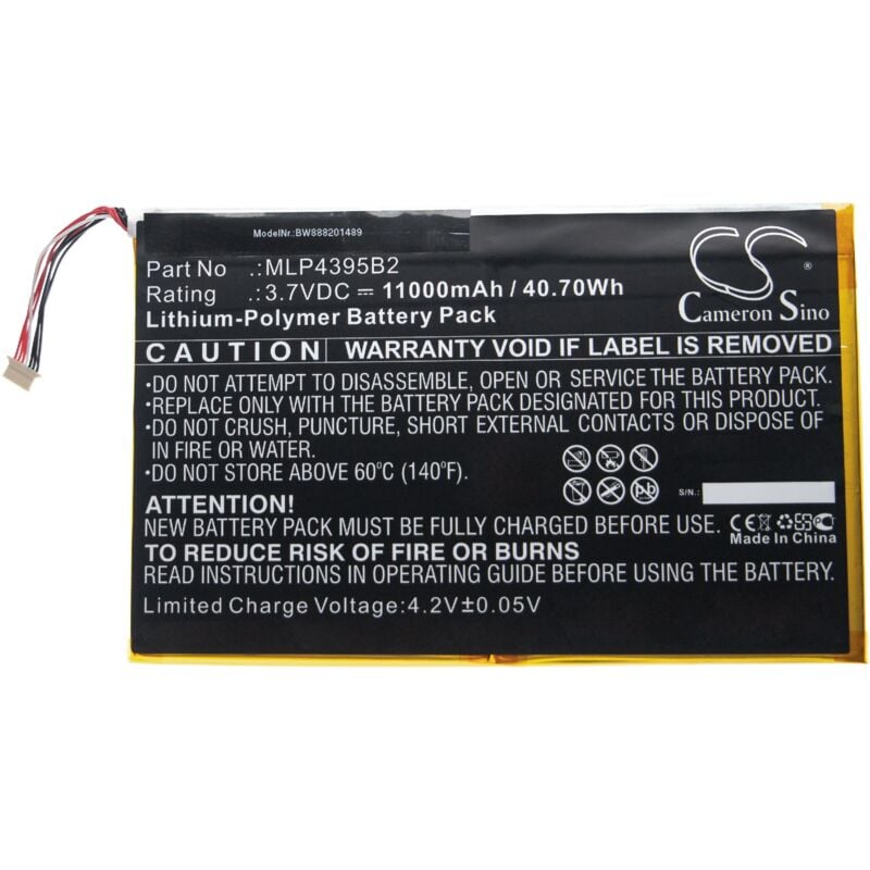 Vhbw - Batterie remplacement pour Autel MLP4395B2 pour appareil de diagnostique de véhicule (11000mAh, 3,7V, Li-polymère)