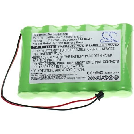 vhbw batterie remplace DSC 6PH-H-4/3A3600-S-D22 pour alarme maison/contrôle home security (3700mAh, 7.2V, NiMH)