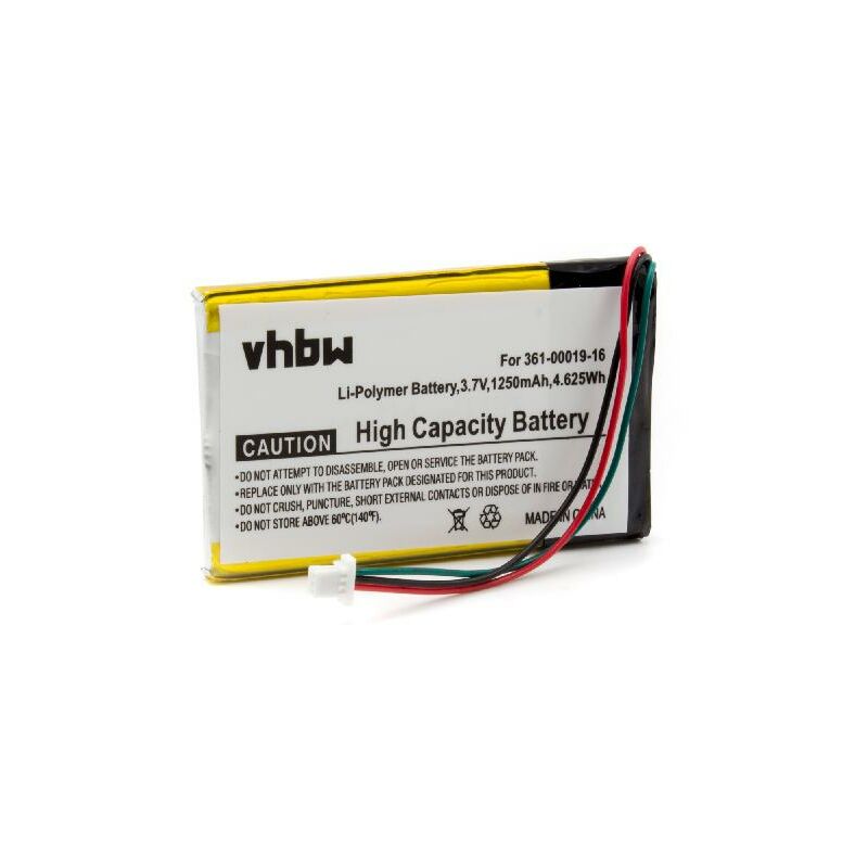 vhbw batterie remplace Garmin 361-00019-11 pour système de navigation GPS (1250mAh, 3,7V, Li-Polymère)