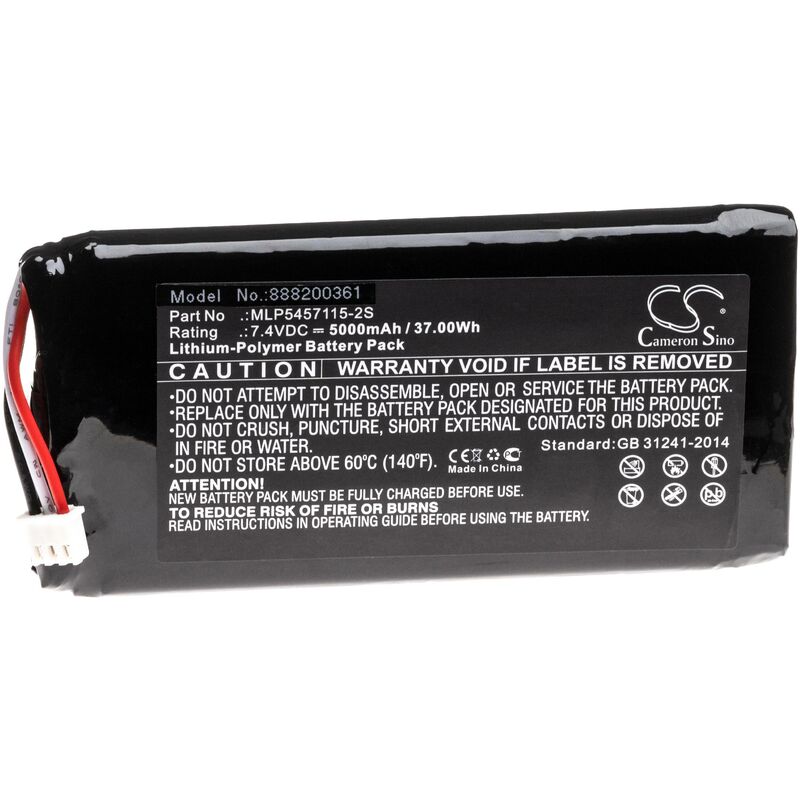 Batterie remplace Infinity MLP5457115-2S pour haut-parleurs enceintes (5000mAh, 7.4V, Li-Polymère) - Vhbw