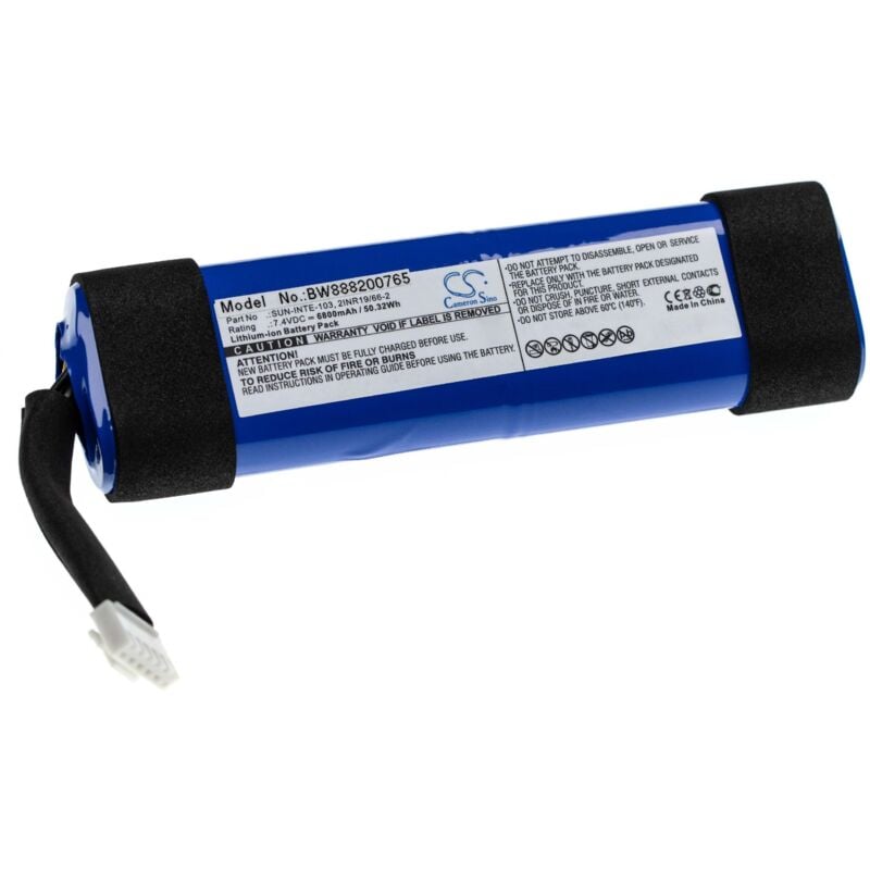 vhbw Batterie remplacement pour JBL 2INR19/66-2, SUN-INTE-103 pour enceinte, haut-parleurs (6800mAh, 7,4V, Li-ion)