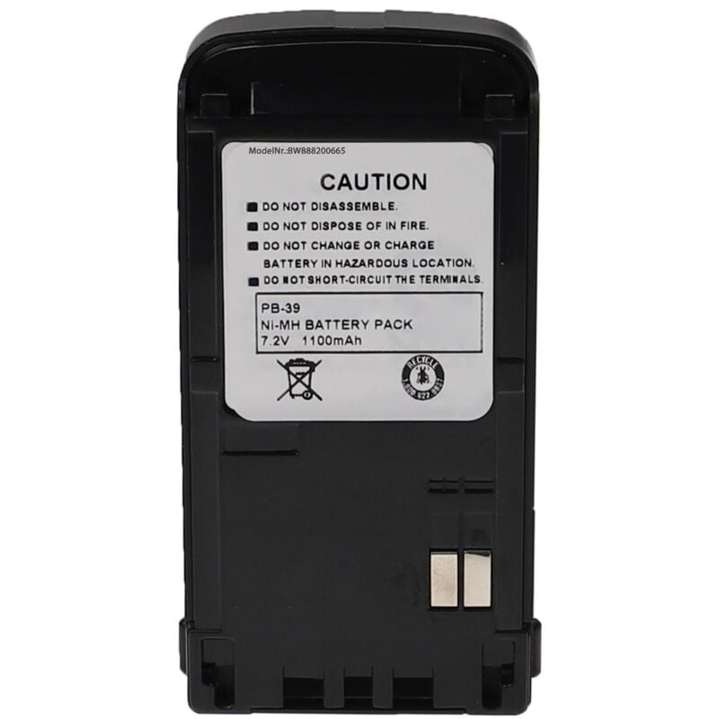 Vhbw - Batterie remplacement pour Kenwood PB-38, PB-39, PB-39H pour radio talkie-walkie (1100mAh, 7,2V, NiMH) - avec clip de ceinture