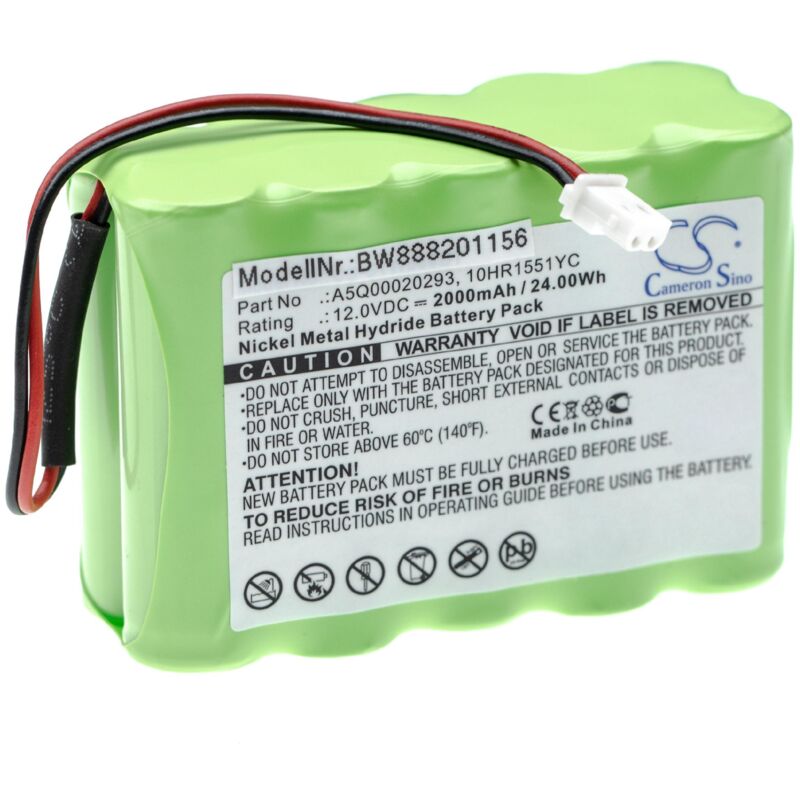 Vhbw - 1x Batterie remplacement pour Siemens A5Q00020293, IAB1201-8, 10HR1551YC pour système d'alarme (2000mAh, 12V, NiMH)