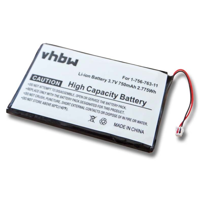 Batterie compatible avec Sony NWZ-S716FRNC, NWZ-S716FSNC, NWZ-S738 lecteur de musique MP3 (750mAh, 3,7V, Li-polymère) - Vhbw
