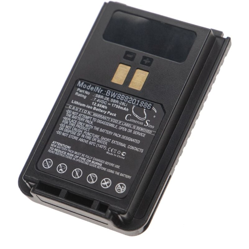Vhbw - Batterie remplacement pour Yaesu SBR-26LI, SBR-28, SBR-25LI, SBR-28Li pour radio talkie-walkie (1750mAh, 7,4V, Li-ion)