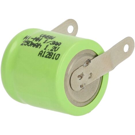 vhbw Batterie remplacement pour 1/3AA pour modéle RC (250mAh, 1,2V, NiMH, vert, avec cosse à souder (U))