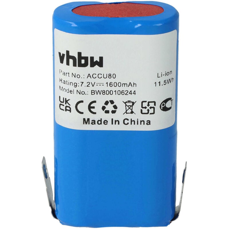 Batterie remplacement pour 8802-00.640.00, Accu80 pour taille-haie, cisaille électrique (1600mAh, 7,2V, Li-ion) - Vhbw