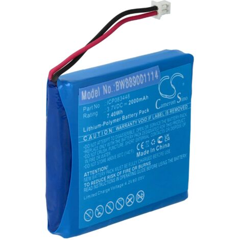 vhbw Batterie remplacement pour Albrecht ICP083448, JHHY903448A pour radio talkie-walkie (2000mAh, 3,7V, Li-polymère)